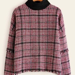 Plaid knitted sweater top